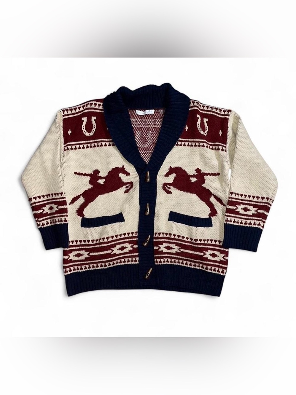 Altar'd State Bonnie Horse Knit Button Front Shawl Collar boho Cardigan M New
